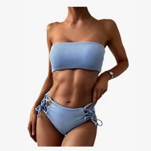 ZAFUL Knot Bandeau Bikini Set Swimsuit Swimwear